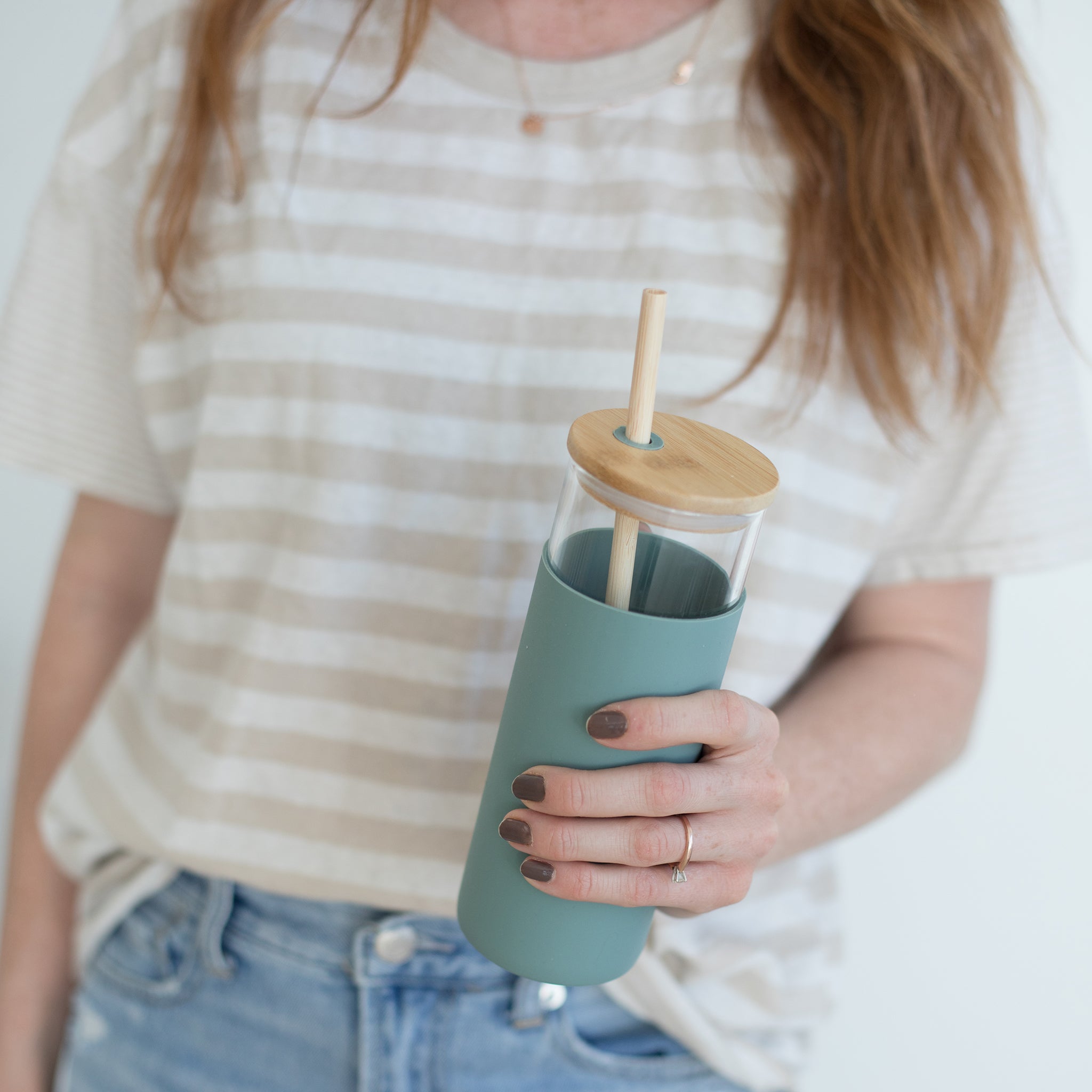 Coco Tossed Bamboo Tumbler with Straw
