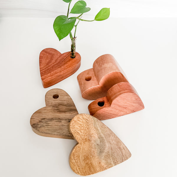 Handmade Wooden Heart Plant Holder