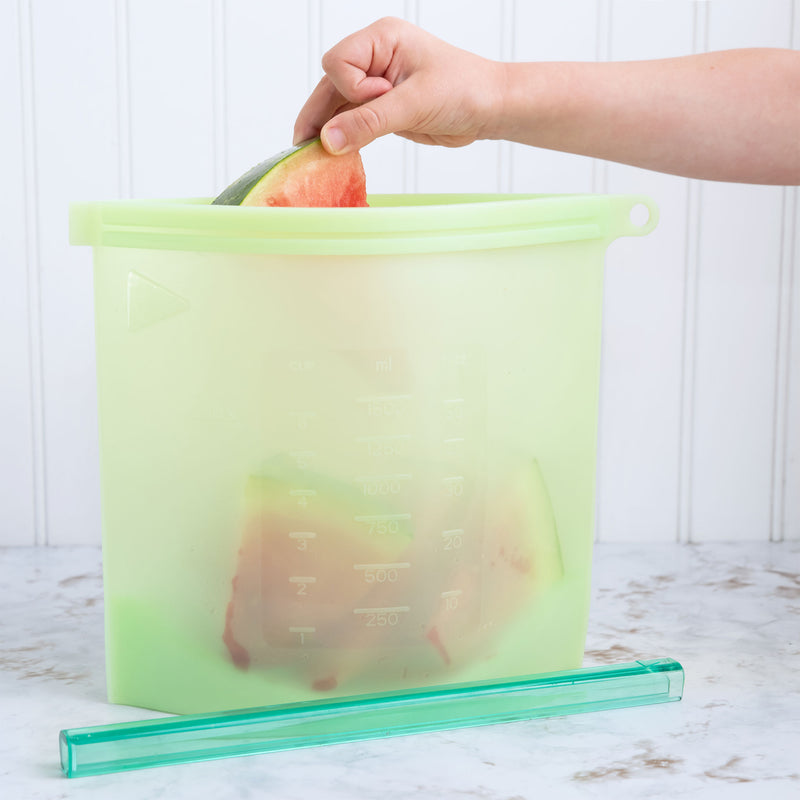 1500ml Fresh-keeping Silicone Bag Silicone Food Bag Foldable Food Storage  Bag Leak Proof Lock Bags Kitchen Organizer