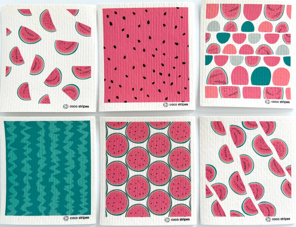 Watermelon Swedish Dishcloths - Set of 6 – Coco Stripes